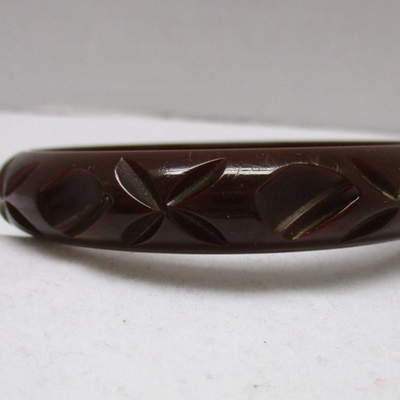 Brown Carved BAKELITE Bangle Tested - Picture 5 of 6